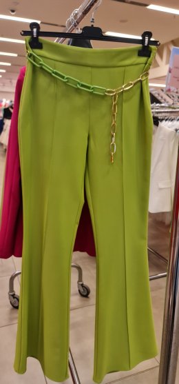 Nohavice zvonové s retiazkovým opaskom zn. Rinascimento - neón zelené