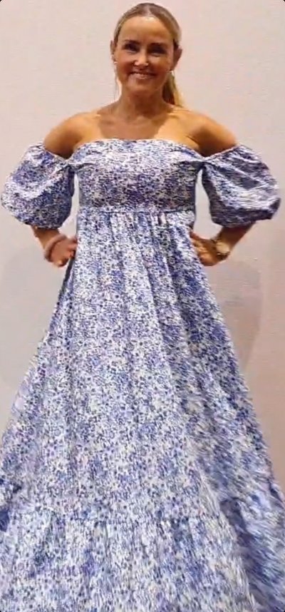 Šaty romantic zn. VICOLO s puf rukávmi - bielo modré kvietkové