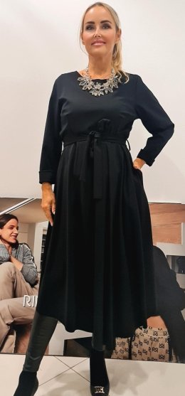 Šaty NINA čierne asymetrické s opaskom