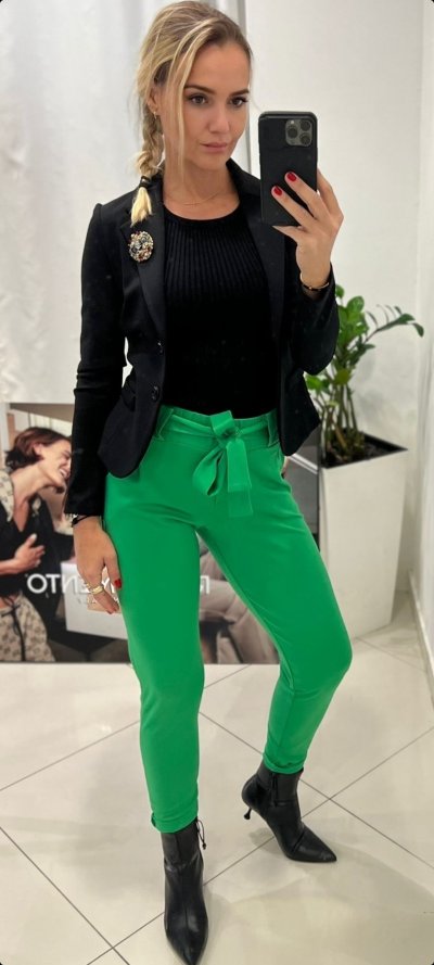 Nohavice s mašľou - zelené