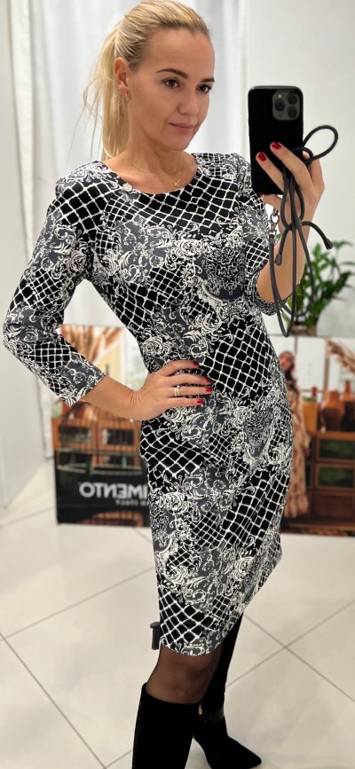 Šaty CATHERINE - čiernobiele