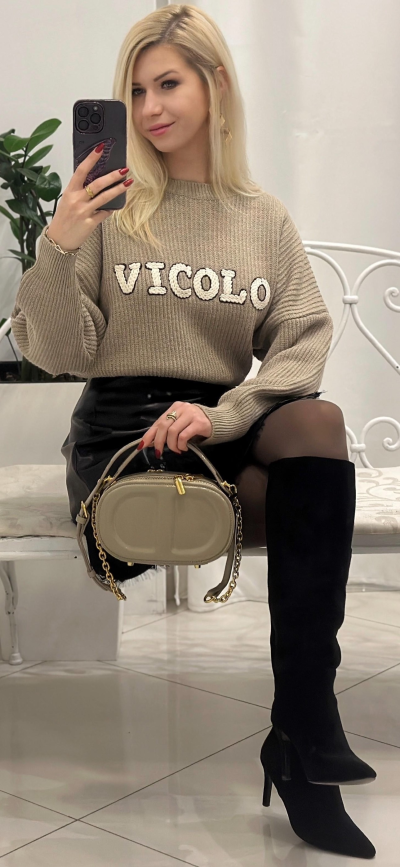 Sukňa ANITTA eco leather zn. IMPERIAL - čierna