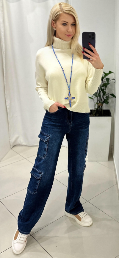 Jeansy DAHLIA - tm. modré