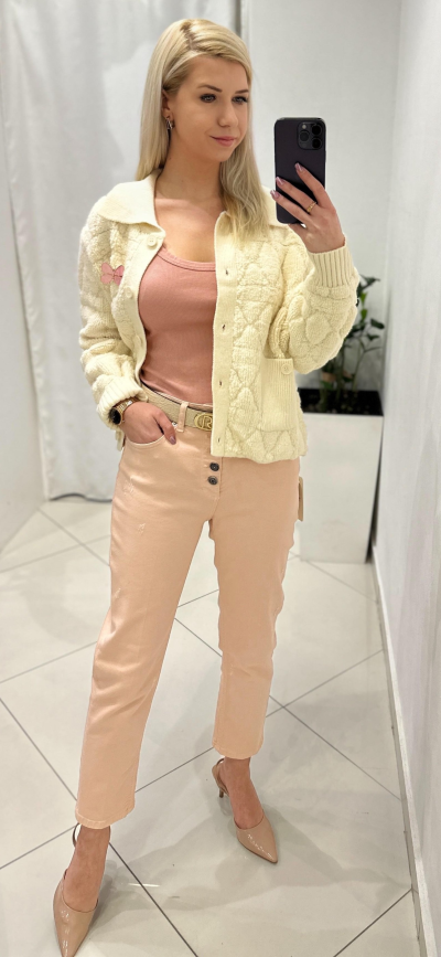 Jeansy EMILII - zn. VICOLO - pudrová ružová