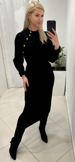 Šaty ANTONELA zn.VICOLO zlaté gombíky - čierne