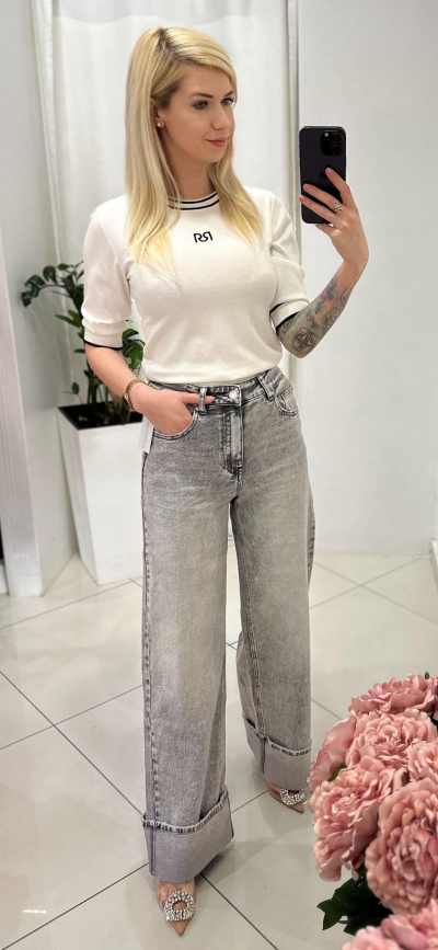 Jeansy LEON - sivé