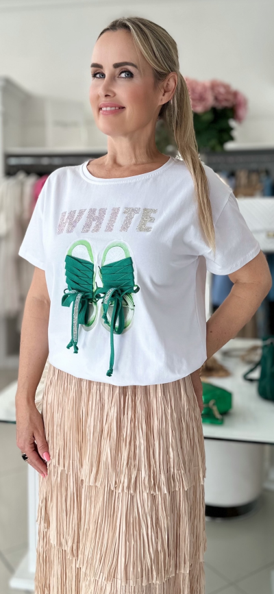 Tričko WHITE - bielozelené