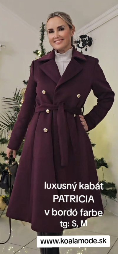 Kabát MILANO so zltými gombíkmi - bordová