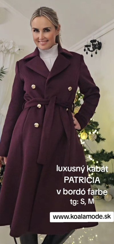 Kabát MILANO so zltými gombíkmi - bordová