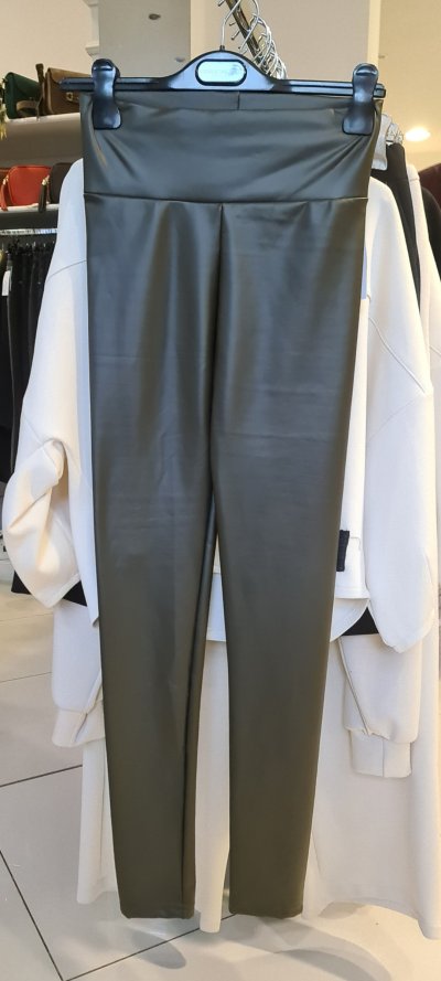 Leginsy VANDA eco-leather  - zelená oliva