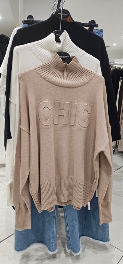 Pulover CHIC - bledo hnedý
