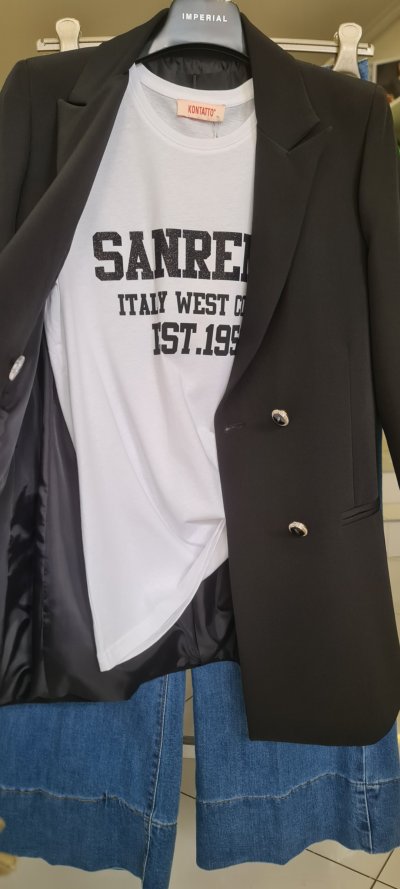 Tričko SANREMO zn. KONTATTO - biele s čiernou potlačou