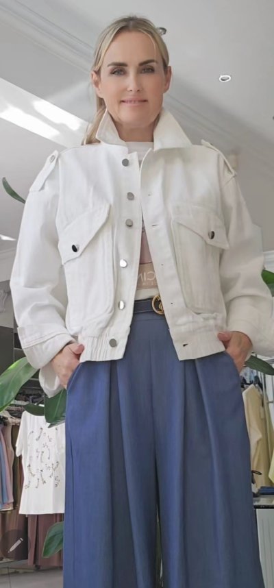 Bunda Karin jeansová - biela