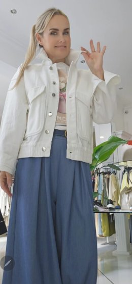Bunda Karin jeansová - biela
