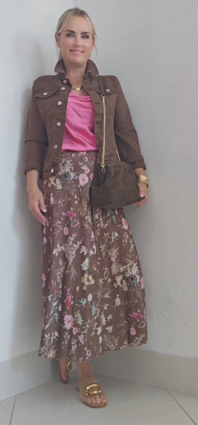 Bunda jeansova DARA - hnedá