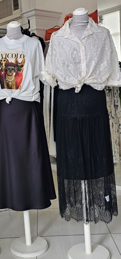 sukna CINDY zn. KONTATTO - čierna s čipkou