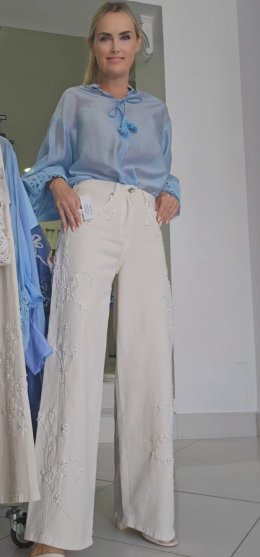 Jeansy Pearls - bežové